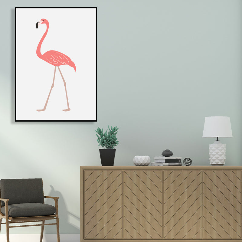 Tropical Animal Flamingo Art Print Kids Canvas Wall Decor in Pink for Girls Bedroom Clearhalo 'Art Gallery' 'Canvas Art' 'Kids' Arts' 1761471