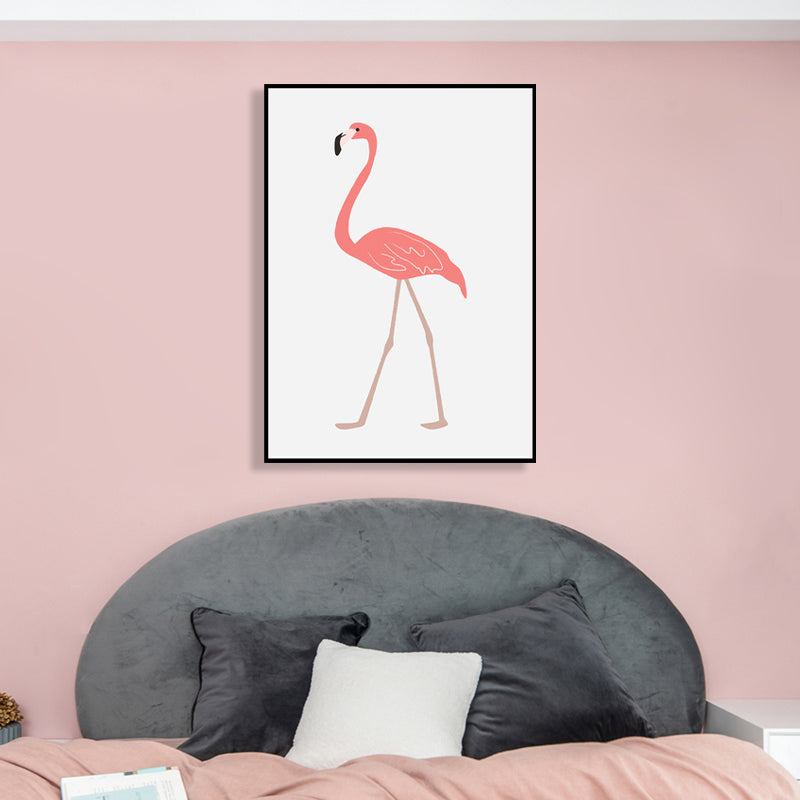 Tropical Animal Flamingo Art Print Kids Canvas Wall Decor in Pink for Girls Bedroom Clearhalo 'Art Gallery' 'Canvas Art' 'Kids' Arts' 1761472