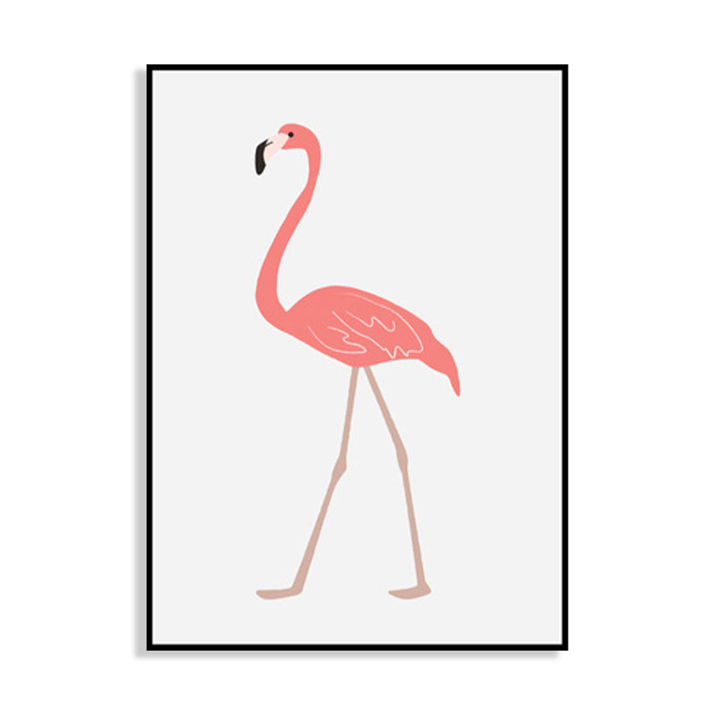 Tropical Animal Flamingo Art Print Kids Canvas Wall Decor in Pink for Girls Bedroom Clearhalo 'Art Gallery' 'Canvas Art' 'Kids' Arts' 1761473