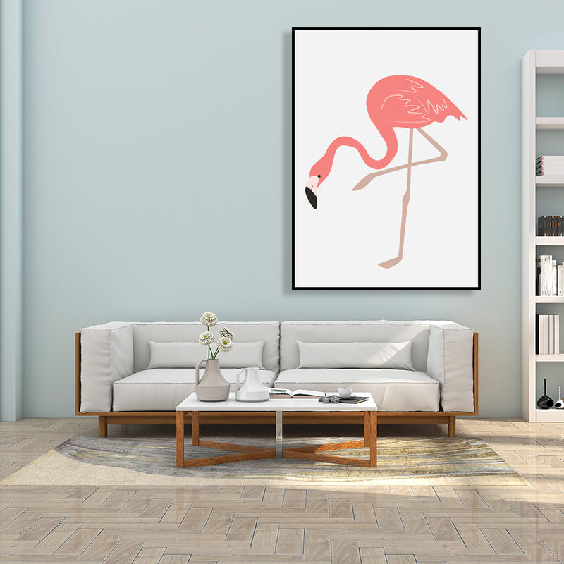 Tropical Animal Flamingo Art Print Kids Canvas Wall Decor in Pink for Girls Bedroom Light Pink Clearhalo 'Art Gallery' 'Canvas Art' 'Kids' Arts' 1761474