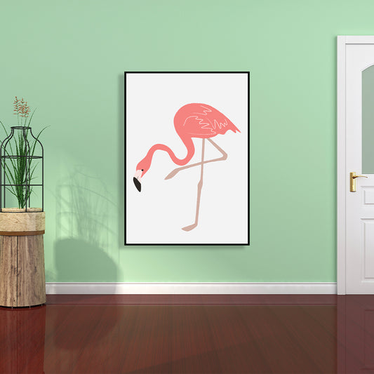 Tropical Animal Flamingo Art Print Kids Canvas Wall Decor in Pink for Girls Bedroom Clearhalo 'Art Gallery' 'Canvas Art' 'Kids' Arts' 1761475