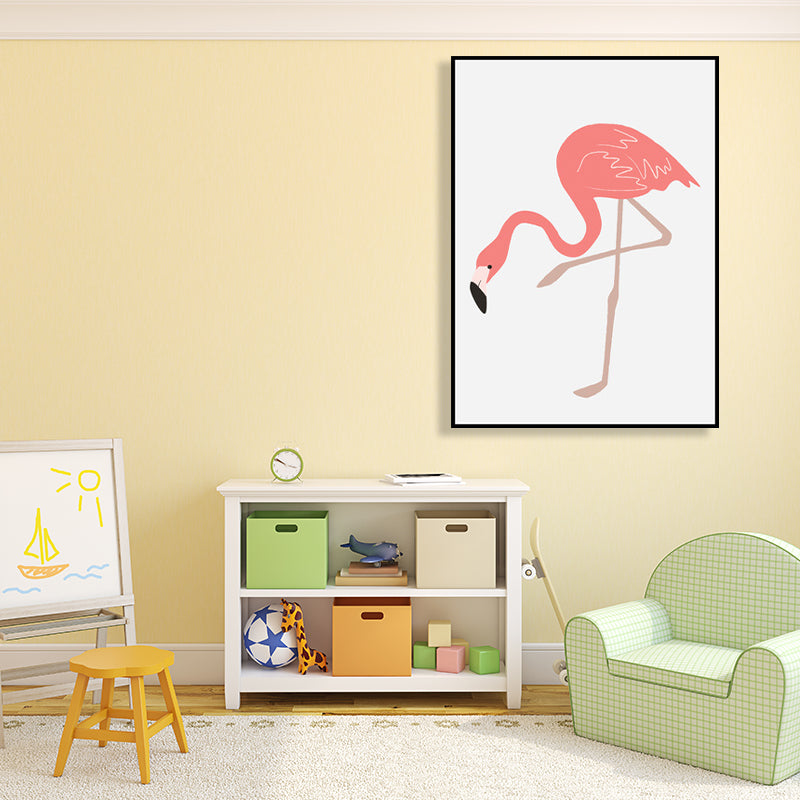 Tropical Animal Flamingo Art Print Kids Canvas Wall Decor in Pink for Girls Bedroom Clearhalo 'Art Gallery' 'Canvas Art' 'Kids' Arts' 1761476