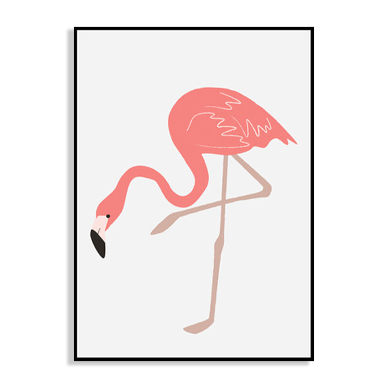 Tropical Animal Flamingo Art Print Kids Canvas Wall Decor in Pink for Girls Bedroom Clearhalo 'Art Gallery' 'Canvas Art' 'Kids' Arts' 1761477