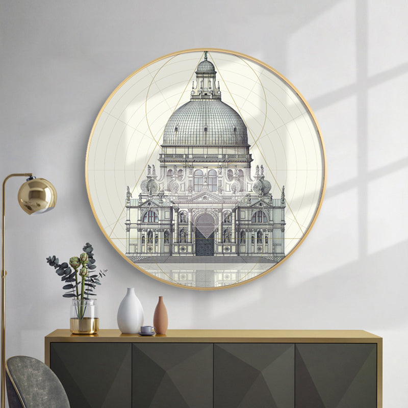 Landmark Building Wall Decor World Culture Textured Bedroom Canvas Print, Multiple Sizes Light Green Clearhalo 'Arts' 'Canvas Art' 1761478