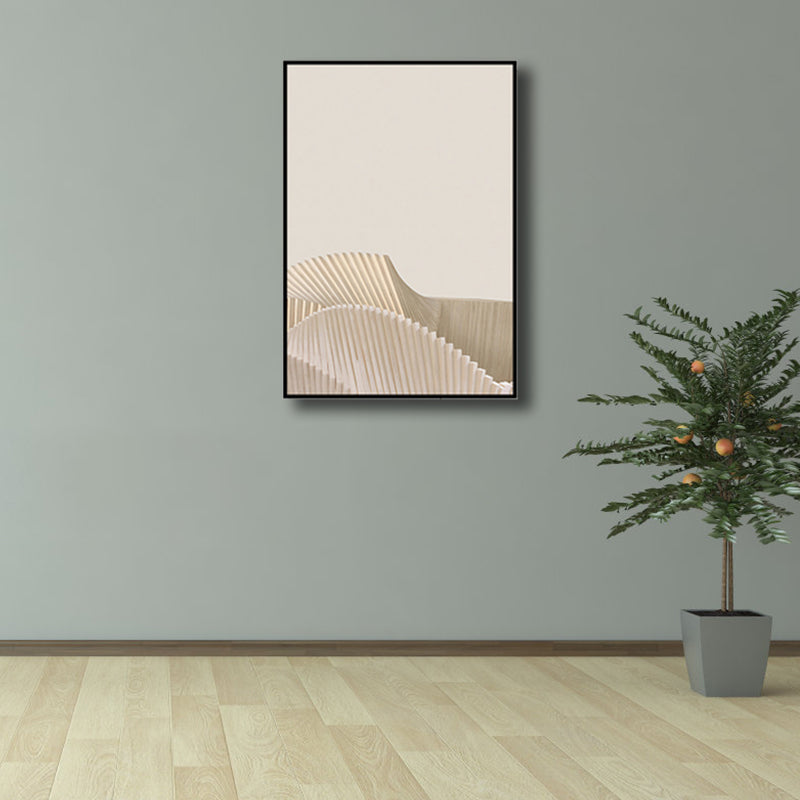 Light Beige Origami Wall Art Abstract Minimalistic Textured Canvas Print for Living Room Clearhalo 'Art Gallery' 'Canvas Art' 'Contemporary Art Gallery' 'Modern' Arts' 1761540