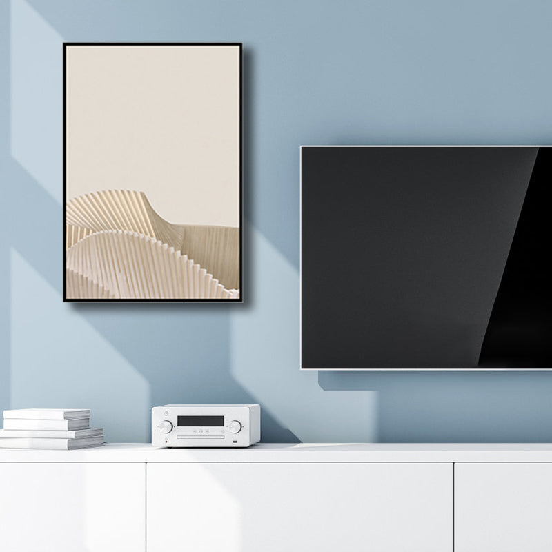 Light Beige Origami Wall Art Abstract Minimalistic Textured Canvas Print for Living Room Clearhalo 'Art Gallery' 'Canvas Art' 'Contemporary Art Gallery' 'Modern' Arts' 1761541