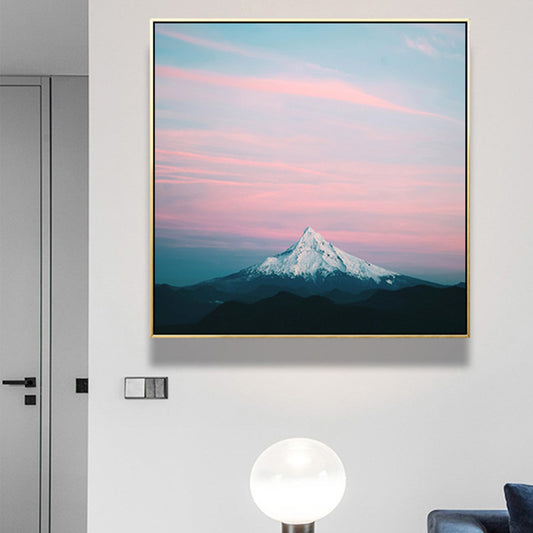 Textured Snowy Hill Wall Decor Canvas Contemporary Style Painting for Living Room Pink Clearhalo 'Art Gallery' 'Canvas Art' 'Contemporary Art Gallery' 'Modern' Arts' 1761570