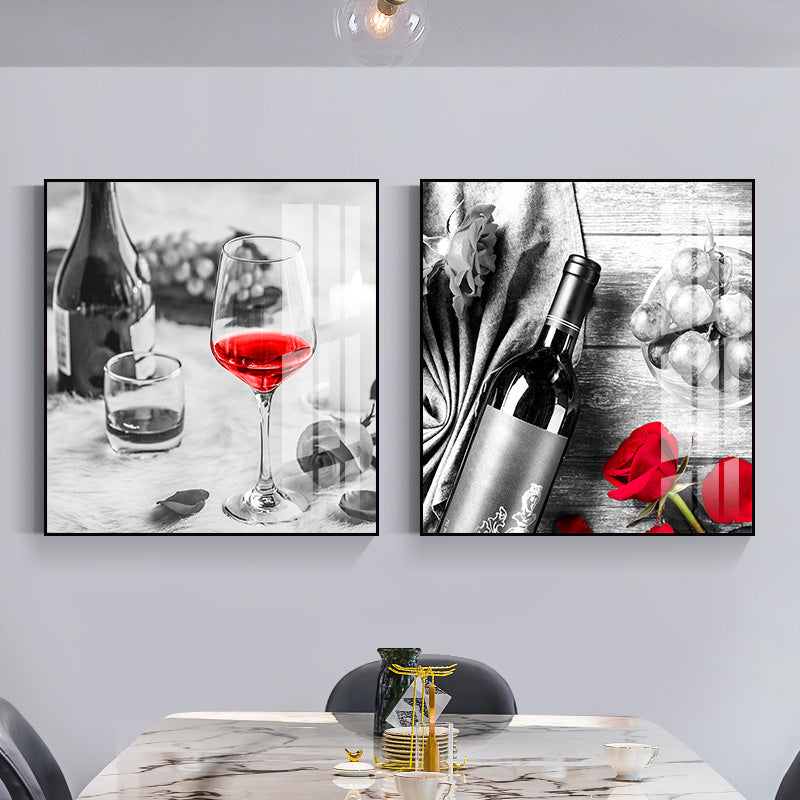 Photo Drinks Wall Art Set Bright Color Contemporary Canvas Print for Dining Room Red Clearhalo 'Art Gallery' 'Canvas Art' 'Contemporary Art Gallery' 'Modern' Arts' 1761596