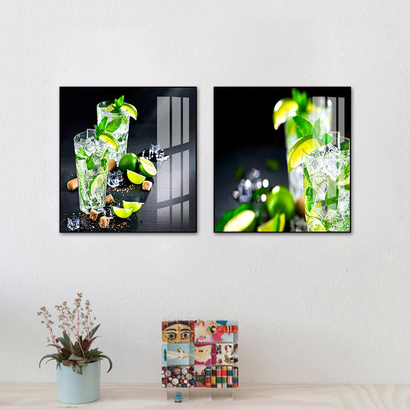 Photo Drinks Wall Art Set Bright Color Contemporary Canvas Print for Dining Room Clearhalo 'Art Gallery' 'Canvas Art' 'Contemporary Art Gallery' 'Modern' Arts' 1761614