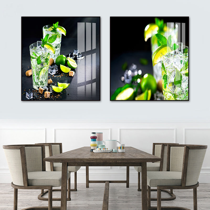 Photo Drinks Wall Art Set Bright Color Contemporary Canvas Print for Dining Room Clearhalo 'Art Gallery' 'Canvas Art' 'Contemporary Art Gallery' 'Modern' Arts' 1761615