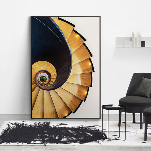 Modern Revolving Staircase Canvas Pastel Color Bedroom Wall Decor, Multiple Sizes Yellow Clearhalo 'Art Gallery' 'Canvas Art' 'Contemporary Art Gallery' 'Modern' Arts' 1761659