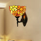 Stained Glass Sunflower Wall Sconce Kitchen 1 Head Rustic Tiffany Wall Lamp in Orange Clearhalo 'Industrial' 'Middle century wall lights' 'Tiffany wall lights' 'Tiffany' 'Wall Lamps & Sconces' 'Wall Lights' Lighting' 176166