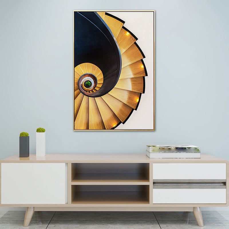 Modern Revolving Staircase Canvas Pastel Color Bedroom Wall Decor, Multiple Sizes Clearhalo 'Art Gallery' 'Canvas Art' 'Contemporary Art Gallery' 'Modern' Arts' 1761660