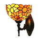 Stained Glass Sunflower Wall Sconce Kitchen 1 Head Rustic Tiffany Wall Lamp in Orange Clearhalo 'Industrial' 'Middle century wall lights' 'Tiffany wall lights' 'Tiffany' 'Wall Lamps & Sconces' 'Wall Lights' Lighting' 176167