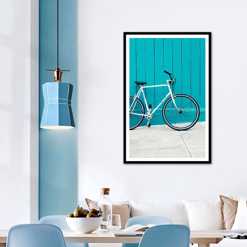 Contemporary Bicycle Wall Art Decor Boys Bedroom Wrapped Canvas in Blue, Multiple Sizes Clearhalo 'Art Gallery' 'Canvas Art' 'Contemporary Art Gallery' 'Modern' Arts' 1761671