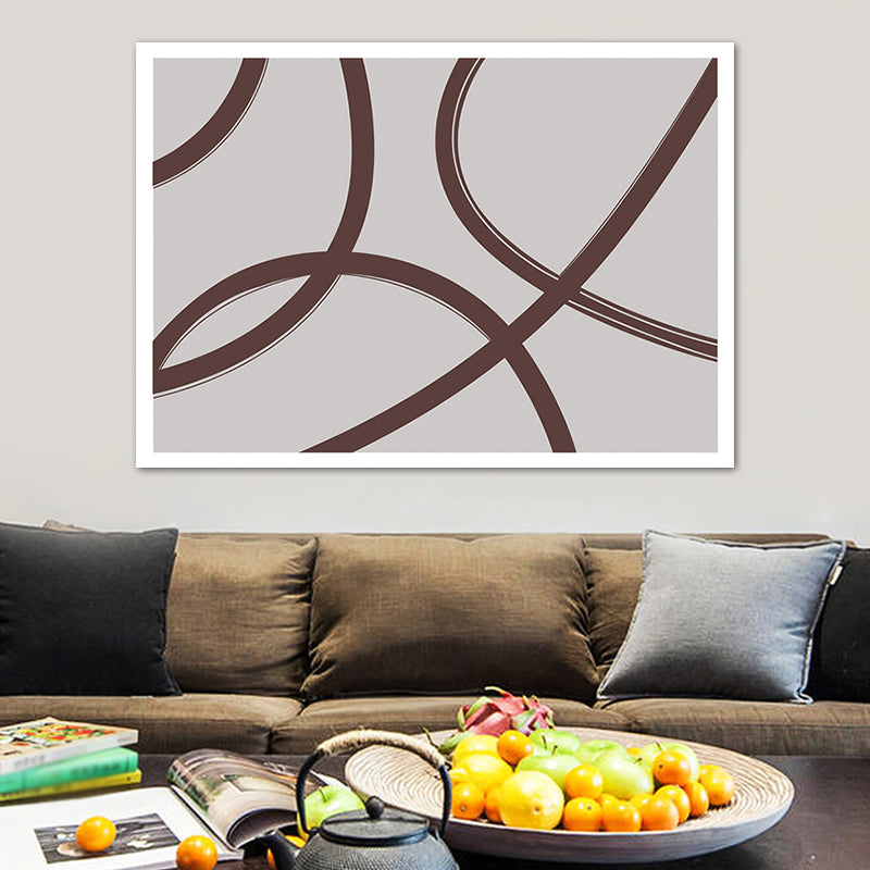 Twisted Lines Canvas Wall Art Minimalism Textured Wall Decor in Brown on Grey for Home Brown Clearhalo 'Arts' 'Canvas Art' 1761677