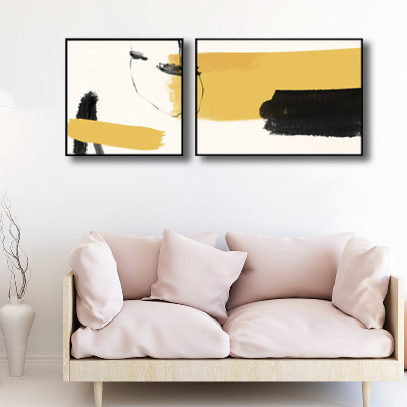 Brush Stroke Wall Decor Contemporary Art Canvas Multi-Piece Painting in Soft Color Yellow Clearhalo 'Arts' 'Canvas Art' 1761701