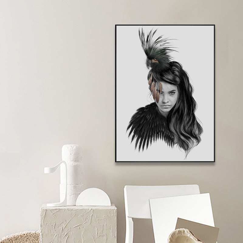 Fashionable Girl Wall Art Decor Modern Style Canvas Textured Painting in Soft Color Clearhalo 'Art Gallery' 'Canvas Art' 'Contemporary Art Gallery' 'Modern' Arts' 1761707