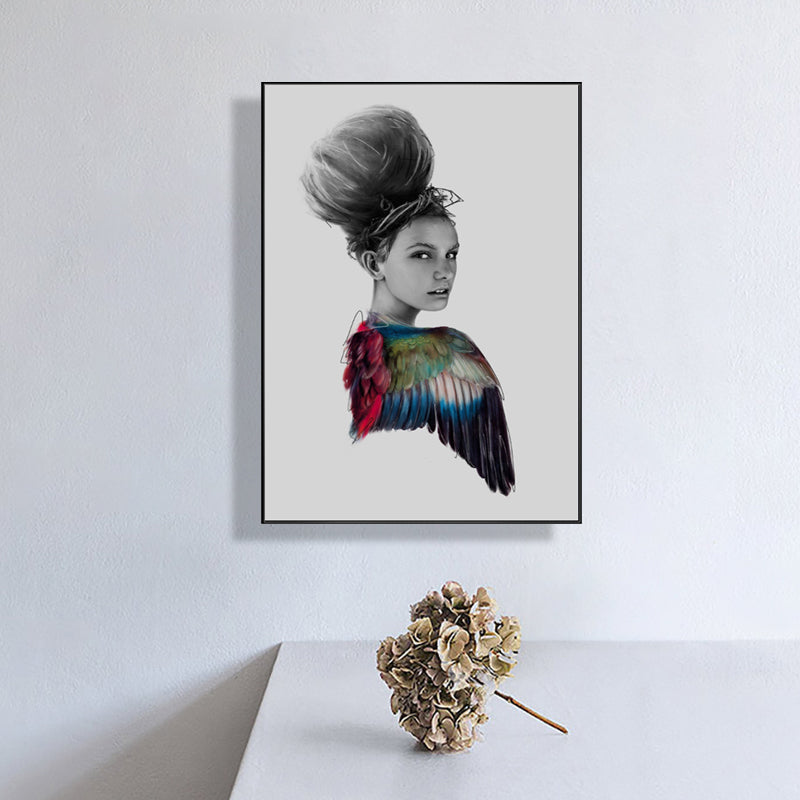 Fashionable Girl Wall Art Decor Modern Style Canvas Textured Painting in Soft Color Clearhalo 'Art Gallery' 'Canvas Art' 'Contemporary Art Gallery' 'Modern' Arts' 1761713