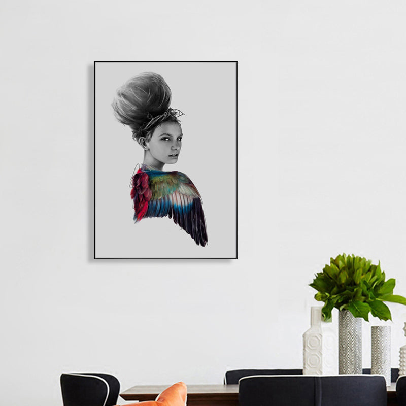 Fashionable Girl Wall Art Decor Modern Style Canvas Textured Painting in Soft Color Clearhalo 'Art Gallery' 'Canvas Art' 'Contemporary Art Gallery' 'Modern' Arts' 1761714