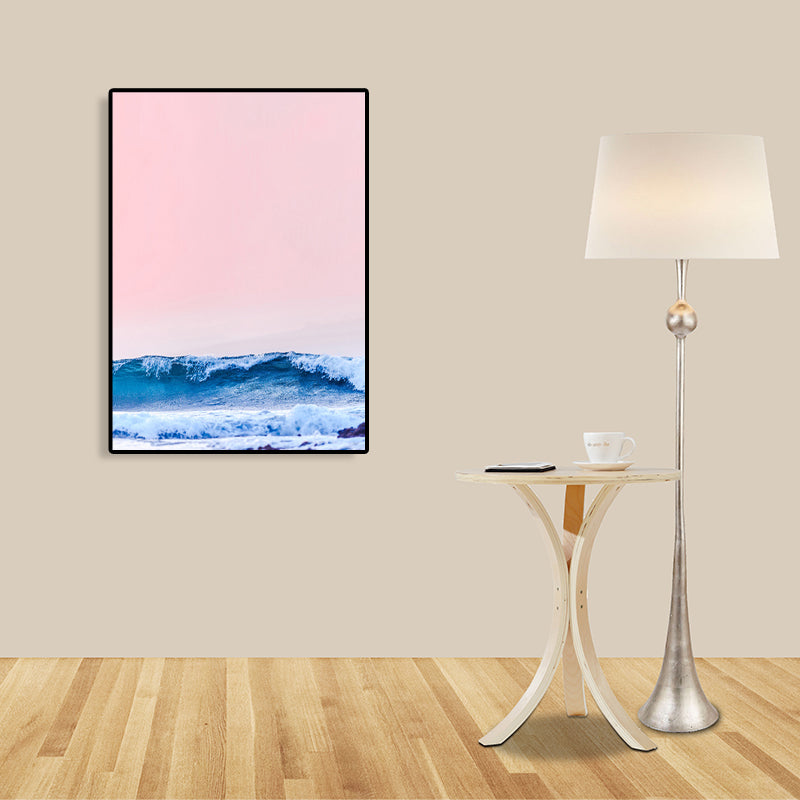 Tropical Sky and Sea Canvas Pastel Color Textured Painting for Playroom, Multiple Sizes Pink Clearhalo 'Art Gallery' 'Canvas Art' 'Coastal Art Gallery' 'Tropical' Arts' 1761716