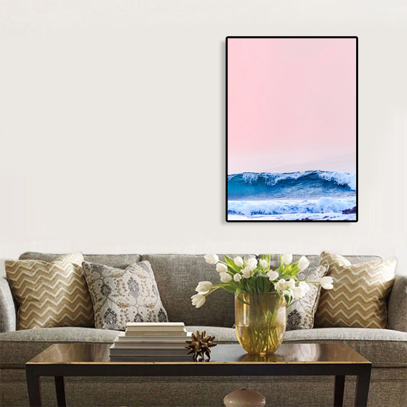 Tropical Sky and Sea Canvas Pastel Color Textured Painting for Playroom, Multiple Sizes Clearhalo 'Art Gallery' 'Canvas Art' 'Coastal Art Gallery' 'Tropical' Arts' 1761717