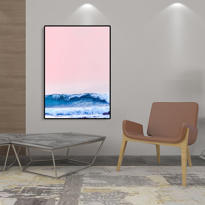 Tropical Sky and Sea Canvas Pastel Color Textured Painting for Playroom, Multiple Sizes Clearhalo 'Art Gallery' 'Canvas Art' 'Coastal Art Gallery' 'Tropical' Arts' 1761718