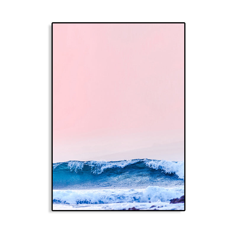Tropical Sky and Sea Canvas Pastel Color Textured Painting for Playroom, Multiple Sizes Clearhalo 'Art Gallery' 'Canvas Art' 'Coastal Art Gallery' 'Tropical' Arts' 1761719