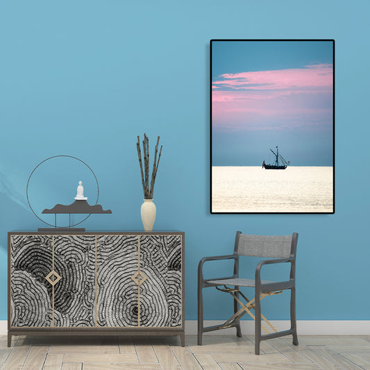 Tropical Sky and Sea Canvas Pastel Color Textured Painting for Playroom, Multiple Sizes Blue Clearhalo 'Art Gallery' 'Canvas Art' 'Coastal Art Gallery' 'Tropical' Arts' 1761723