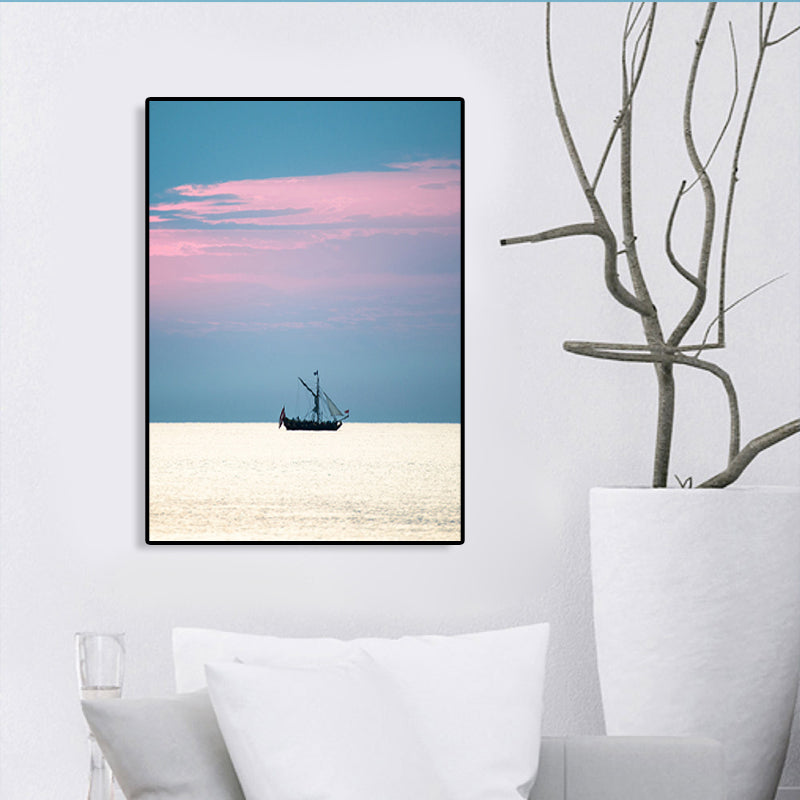 Tropical Sky and Sea Canvas Pastel Color Textured Painting for Playroom, Multiple Sizes Clearhalo 'Art Gallery' 'Canvas Art' 'Coastal Art Gallery' 'Tropical' Arts' 1761724