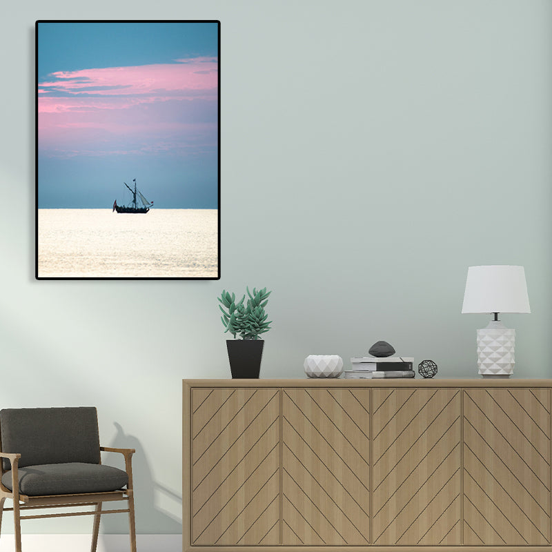 Tropical Sky and Sea Canvas Pastel Color Textured Painting for Playroom, Multiple Sizes Clearhalo 'Art Gallery' 'Canvas Art' 'Coastal Art Gallery' 'Tropical' Arts' 1761725