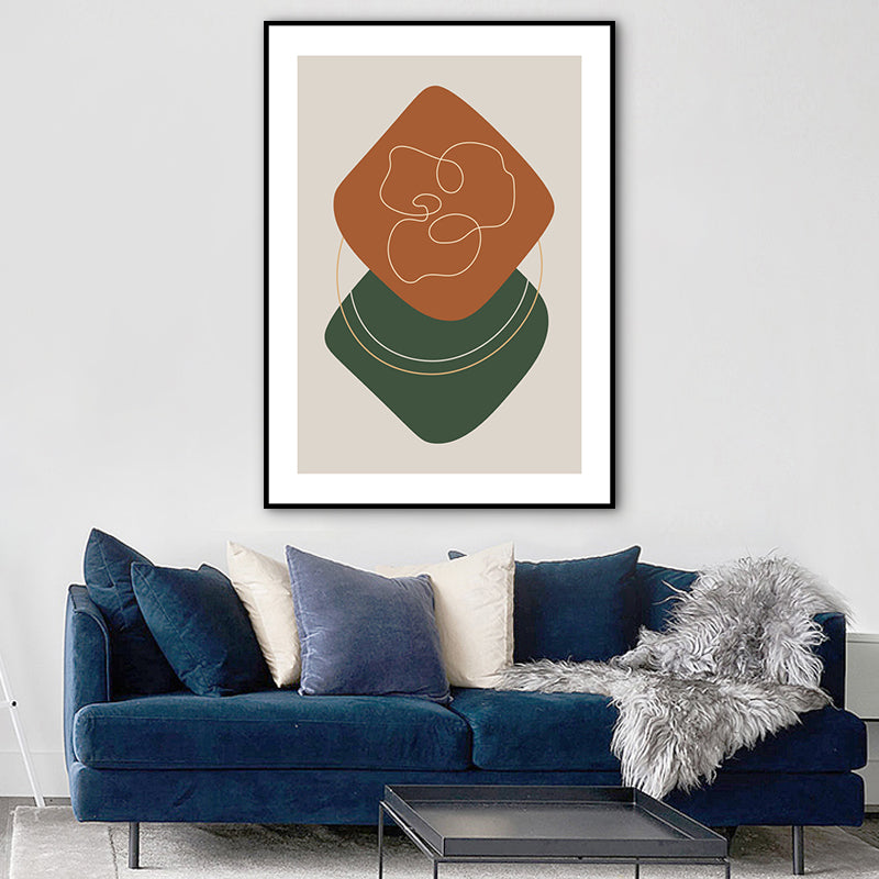 Dark Color Nordic Canvas Print Geometric Pattern Wall Art Decor for Sitting Room Brown Clearhalo 'Art Gallery' 'Canvas Art' 'Contemporary Art Gallery' 'Modern' Arts' 1761756