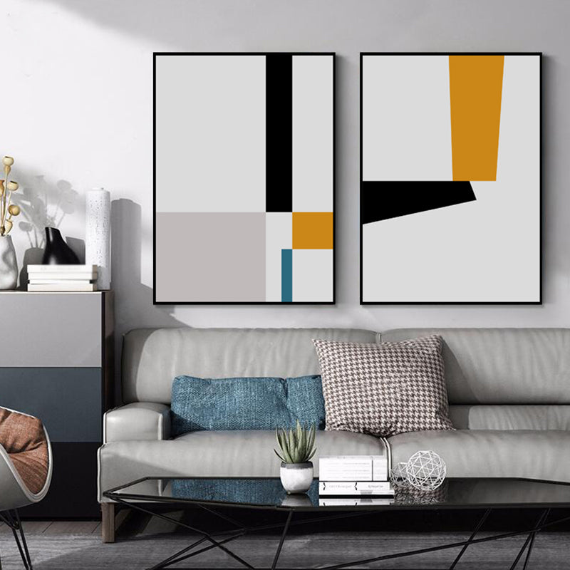 Illustration Geometric Art Print Textured Minimalism Living Room Canvas in Light Color Yellow Clearhalo 'Art Gallery' 'Canvas Art' 'Contemporary Art Gallery' 'Modern' Arts' 1761778