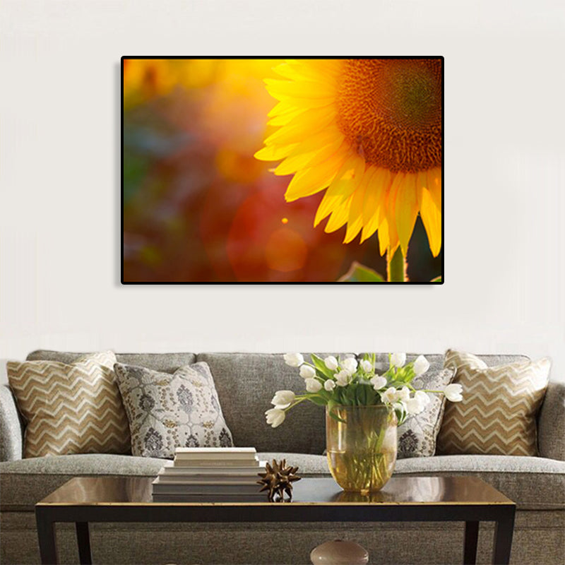 Textured Sunflower Canvas Art Modernism Wall Decor for Girls Bedroom, Multiple Sizes Clearhalo 'Art Gallery' 'Canvas Art' 'Contemporary Art Gallery' 'Modern' Arts' 1761790