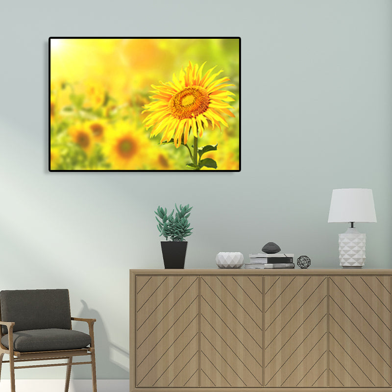 Textured Sunflower Canvas Art Modernism Wall Decor for Girls Bedroom, Multiple Sizes Clearhalo 'Art Gallery' 'Canvas Art' 'Contemporary Art Gallery' 'Modern' Arts' 1761797