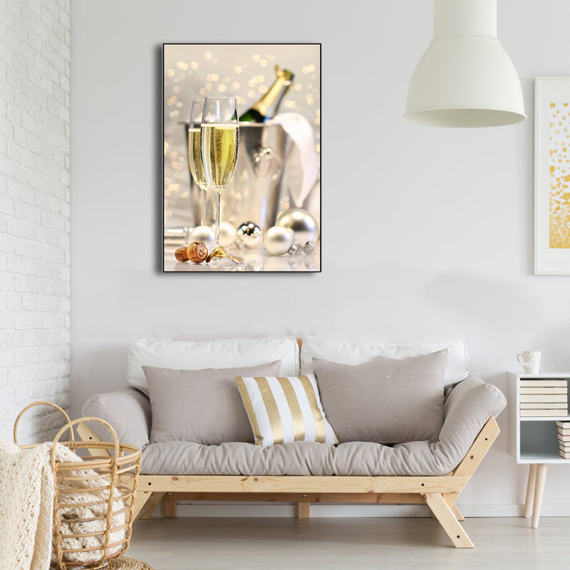 Banquet Champagne Glasses Art Print Modern Stylish Textured Canvas for Dining Room Yellow Clearhalo 'Art Gallery' 'Canvas Art' 'Contemporary Art Gallery' 'Modern' Arts' 1761800