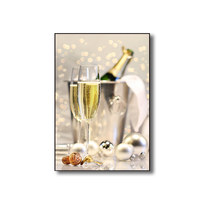 Banquet Champagne Glasses Art Print Modern Stylish Textured Canvas for Dining Room Clearhalo 'Art Gallery' 'Canvas Art' 'Contemporary Art Gallery' 'Modern' Arts' 1761803