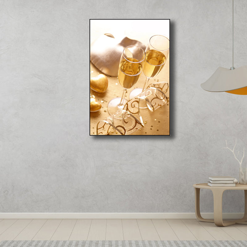 Banquet Champagne Glasses Art Print Modern Stylish Textured Canvas for Dining Room Orange Clearhalo 'Art Gallery' 'Canvas Art' 'Contemporary Art Gallery' 'Modern' Arts' 1761807