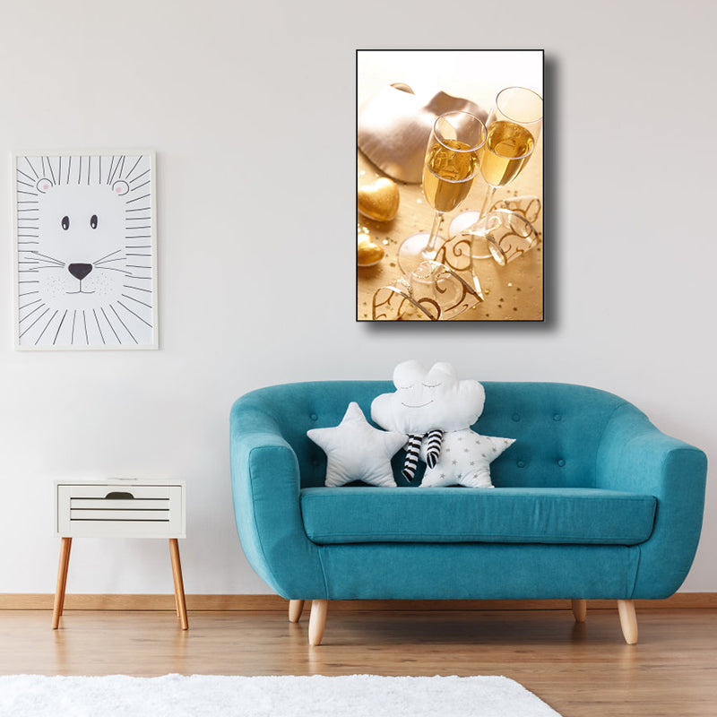 Banquet Champagne Glasses Art Print Modern Stylish Textured Canvas for Dining Room Clearhalo 'Art Gallery' 'Canvas Art' 'Contemporary Art Gallery' 'Modern' Arts' 1761808