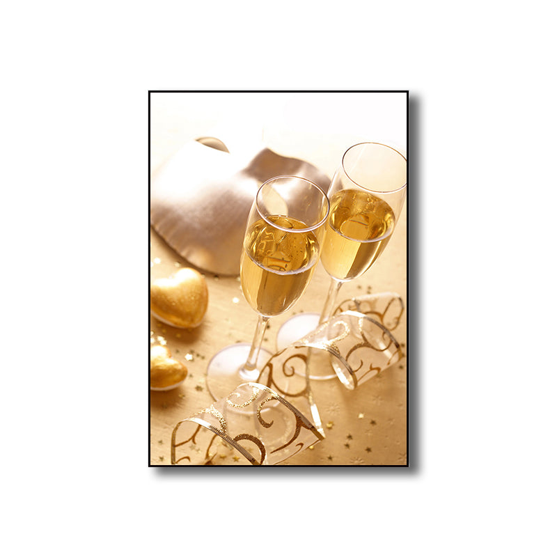 Banquet Champagne Glasses Art Print Modern Stylish Textured Canvas for Dining Room Clearhalo 'Art Gallery' 'Canvas Art' 'Contemporary Art Gallery' 'Modern' Arts' 1761810