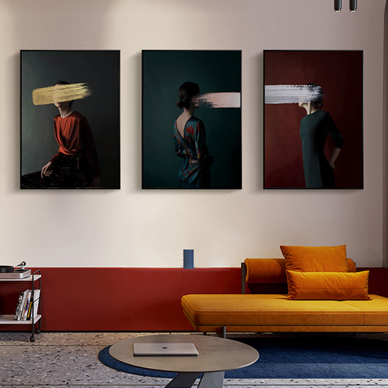 Contemporary Girl Canvas Print Figure Pastel Color Wall Decor, Multiple Sizes Options Clearhalo 'Art Gallery' 'Canvas Art' 'Contemporary Art Gallery' 'Modern' Arts' 1761839