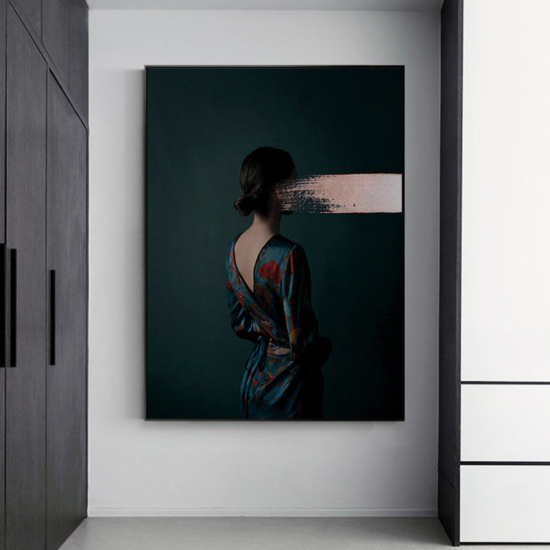 Contemporary Girl Canvas Print Figure Pastel Color Wall Decor, Multiple Sizes Options Blue Clearhalo 'Art Gallery' 'Canvas Art' 'Contemporary Art Gallery' 'Modern' Arts' 1761846