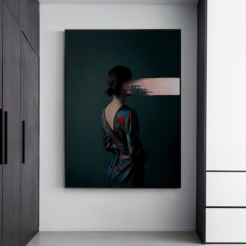 Contemporary Girl Canvas Print Figure Pastel Color Wall Decor, Multiple Sizes Options Blue Clearhalo 'Art Gallery' 'Canvas Art' 'Contemporary Art Gallery' 'Modern' Arts' 1761846