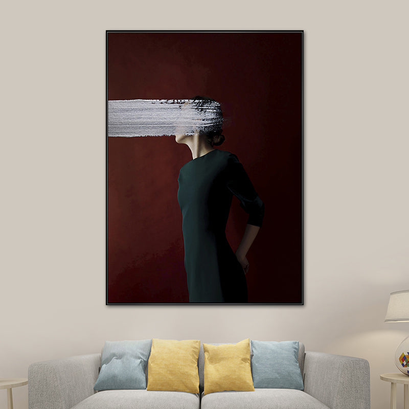 Contemporary Girl Canvas Print Figure Pastel Color Wall Decor, Multiple Sizes Options Red Clearhalo 'Art Gallery' 'Canvas Art' 'Contemporary Art Gallery' 'Modern' Arts' 1761850