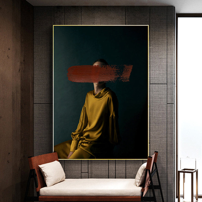 Contemporary Girl Canvas Print Figure Pastel Color Wall Decor, Multiple Sizes Options Yellow Clearhalo 'Art Gallery' 'Canvas Art' 'Contemporary Art Gallery' 'Modern' Arts' 1761854