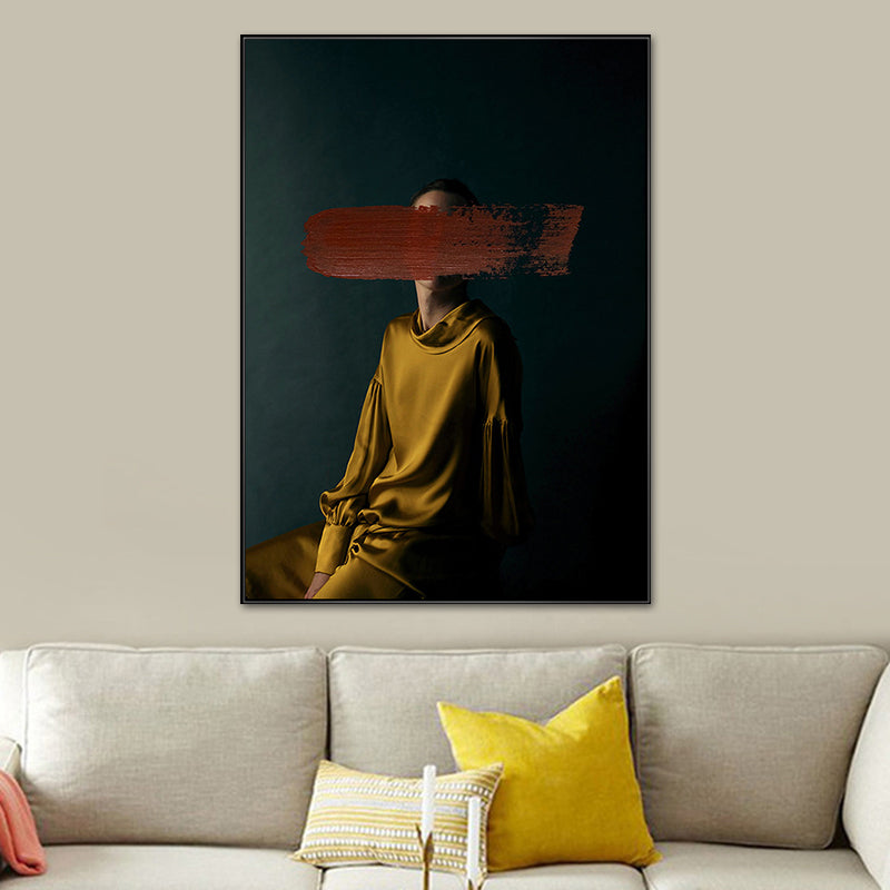 Contemporary Girl Canvas Print Figure Pastel Color Wall Decor, Multiple Sizes Options Clearhalo 'Art Gallery' 'Canvas Art' 'Contemporary Art Gallery' 'Modern' Arts' 1761856