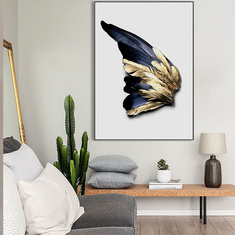 Bird Feathers Photography Wall Decor Contemporary Canvas Painting, Multiple Sizes Clearhalo 'Art Gallery' 'Canvas Art' 'Contemporary Art Gallery' 'Modern' Arts' 1761859
