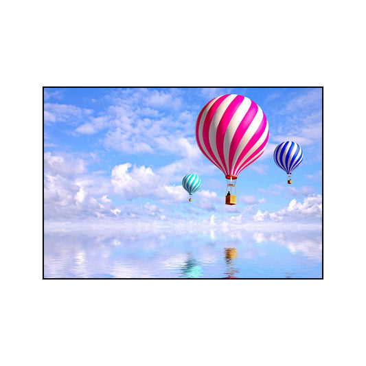 Canvas Pastel Wall Art Cartoon Scenery with Hot Air Balloon Wall Decor for Bedroom Clearhalo 'Art Gallery' 'Canvas Art' 'Kids' Arts' 1761868