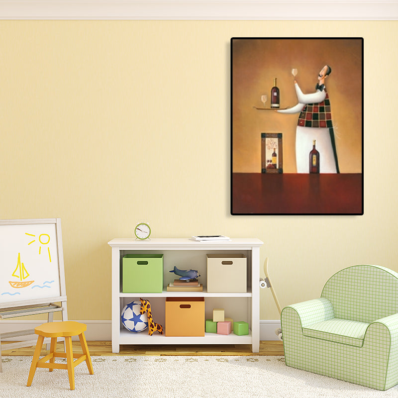 Abstract Expressionism Male Chef Canvas Pastel Color Textured Art Print for Dining Room Clearhalo 'Arts' 'Canvas Art' 1761877