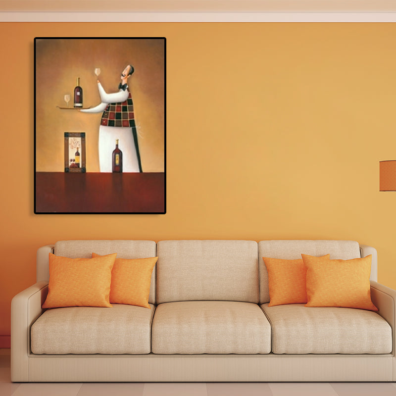 Abstract Expressionism Male Chef Canvas Pastel Color Textured Art Print for Dining Room Clearhalo 'Arts' 'Canvas Art' 1761878